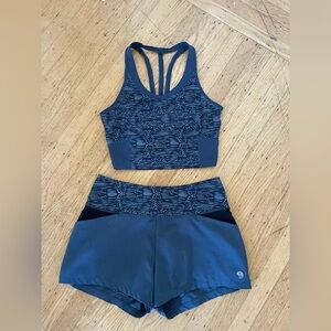 Mountain Hardwear Navy bra top and Shorts workout and swim set
